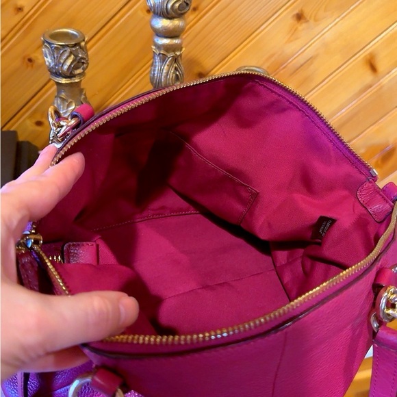 Coach Mini Kelsey Satchel F36675 Pebbled Leather Magenta Crossbody Bag - Picture 3 of 7